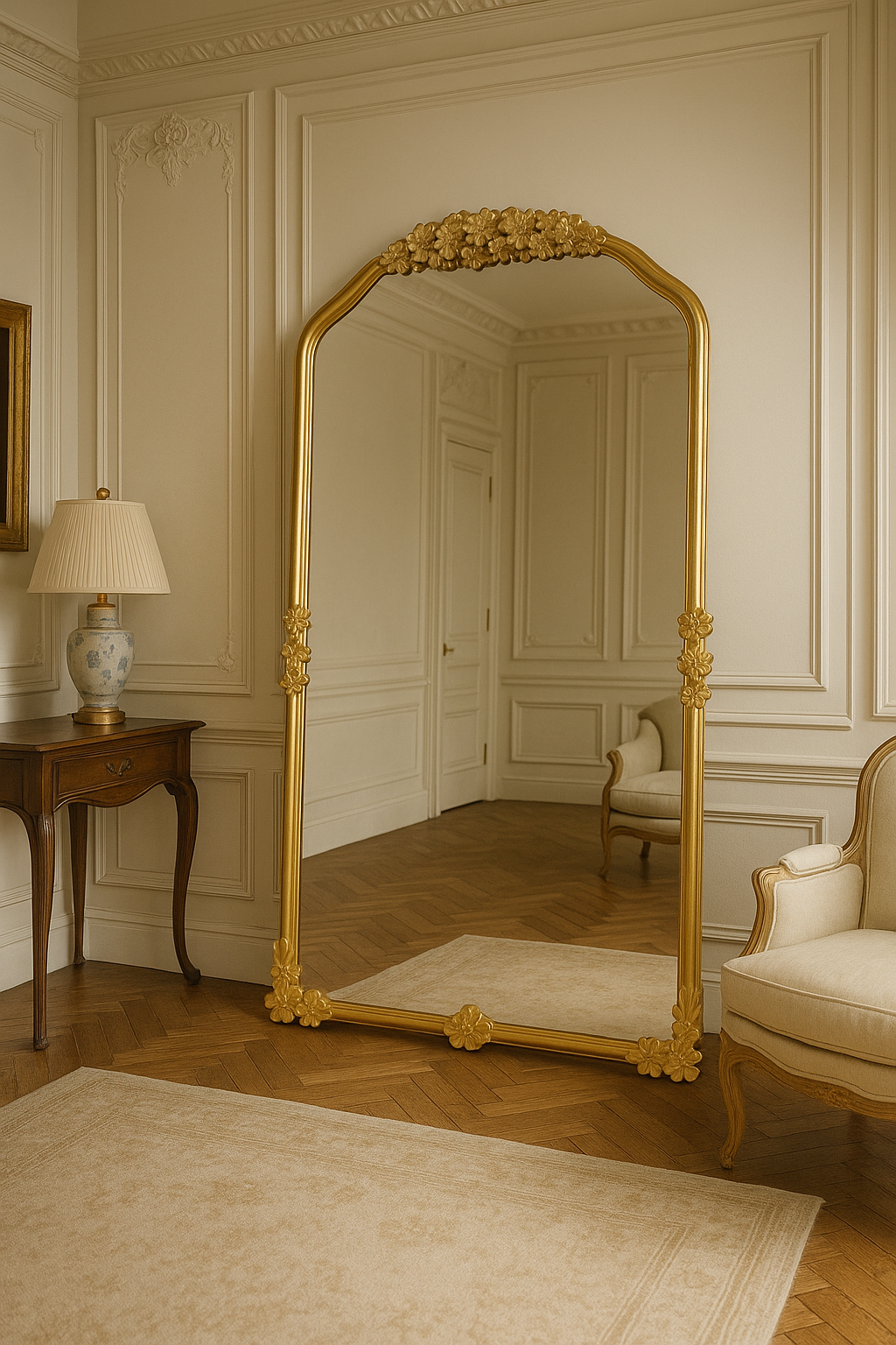 Vintage Plum Bossom Floor Mirror