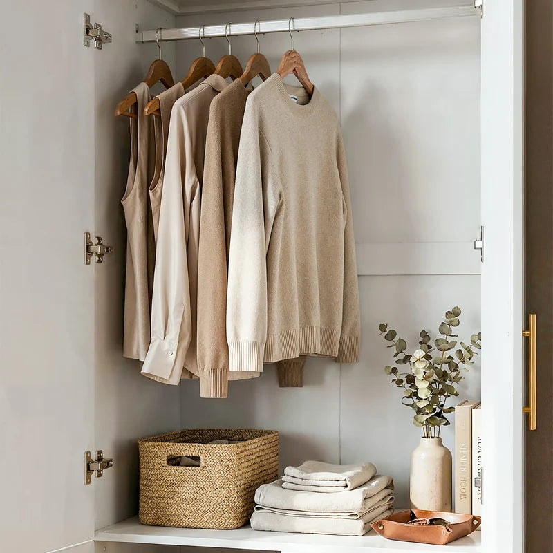 White Wood 4-Door Armoire with Hanging Rod & 2 Spacious Storage Shelves for Bedroom