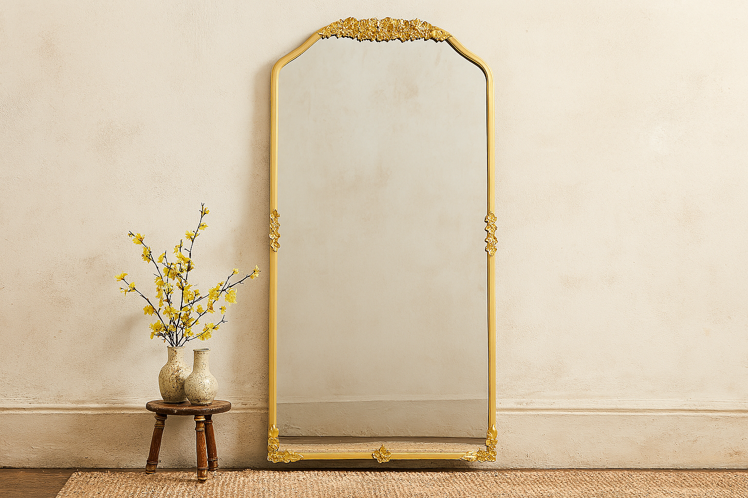 Vintage Plum Bossom Floor Mirror