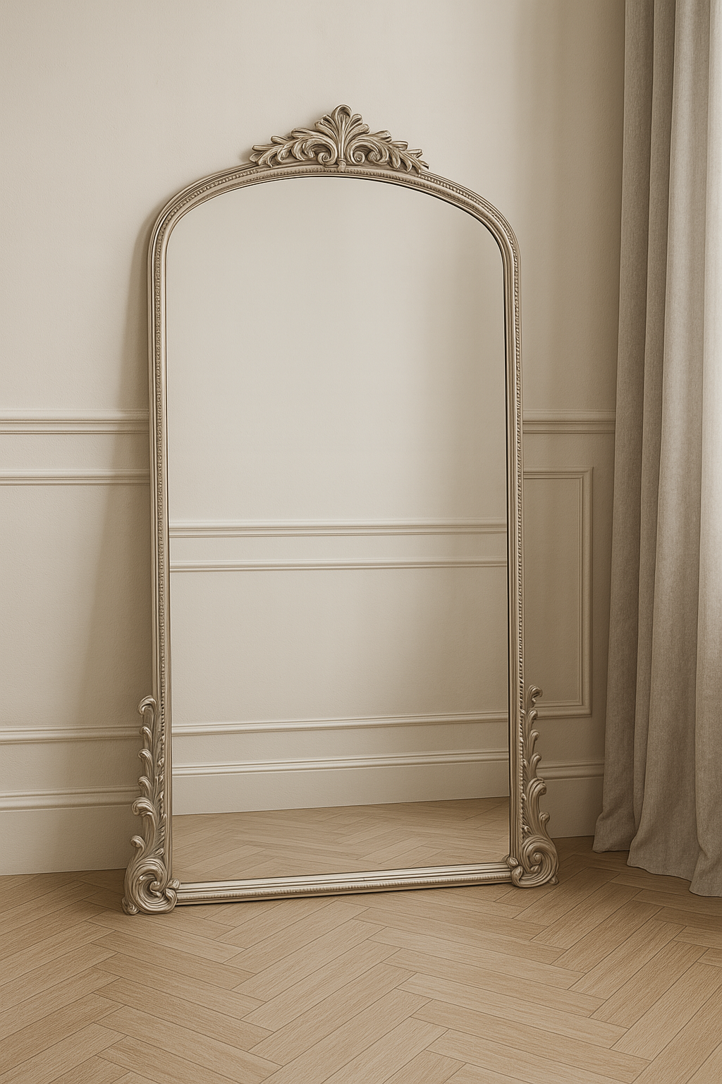 French Vintage Style Arch Floor Mirror