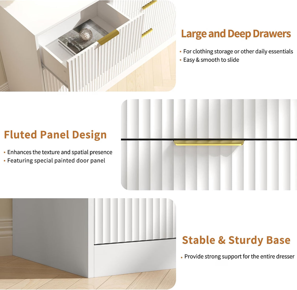 Dresser for Bedroom with 9 Drawer, 63” Wide White Dresser Modern Chest of Drawers with Metal Handle, Wooden TV Stand Storage
