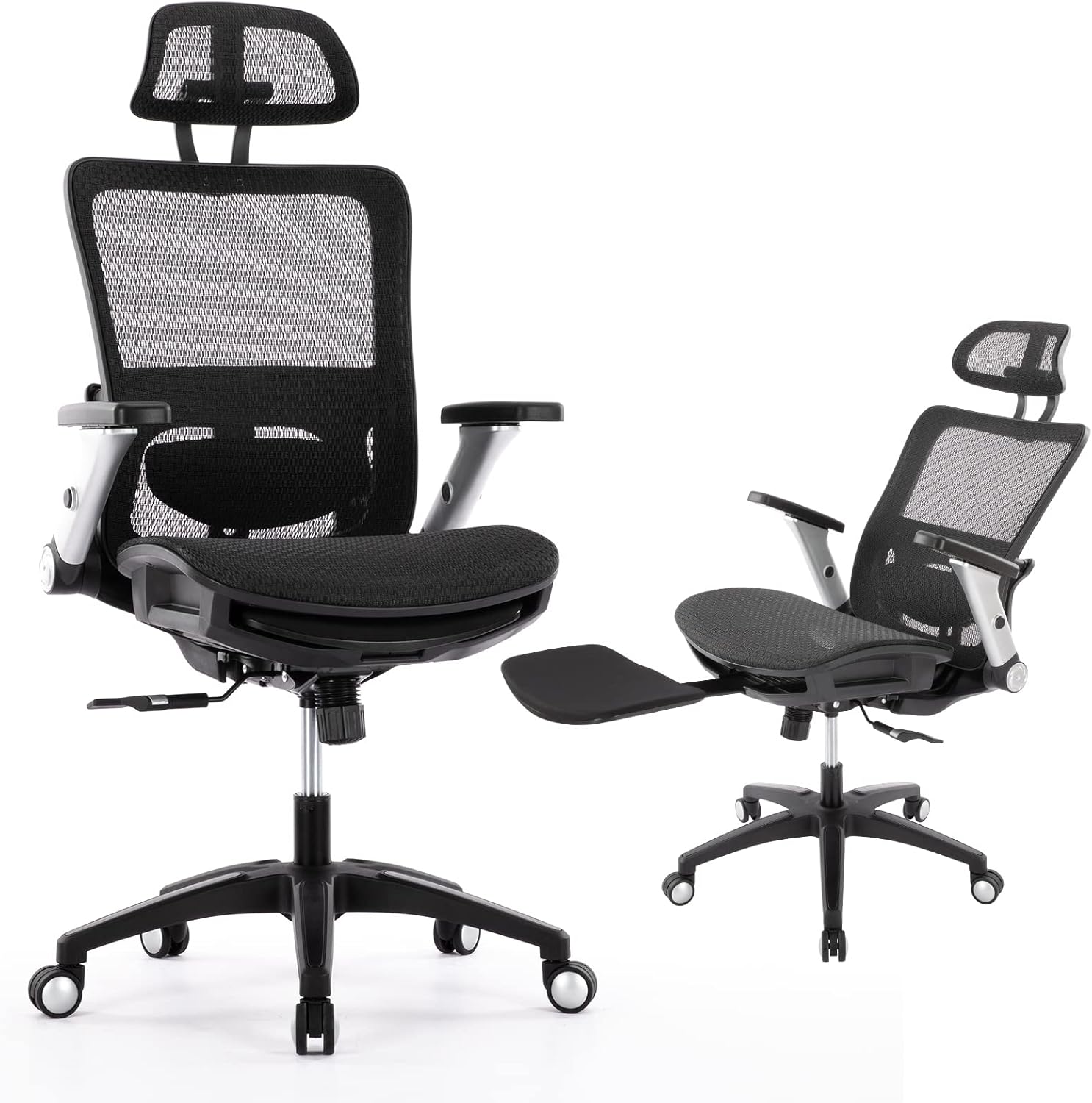 COLAMY Ergonomic Mesh Office Chair with Footrest - High Back Computer Desk Chair