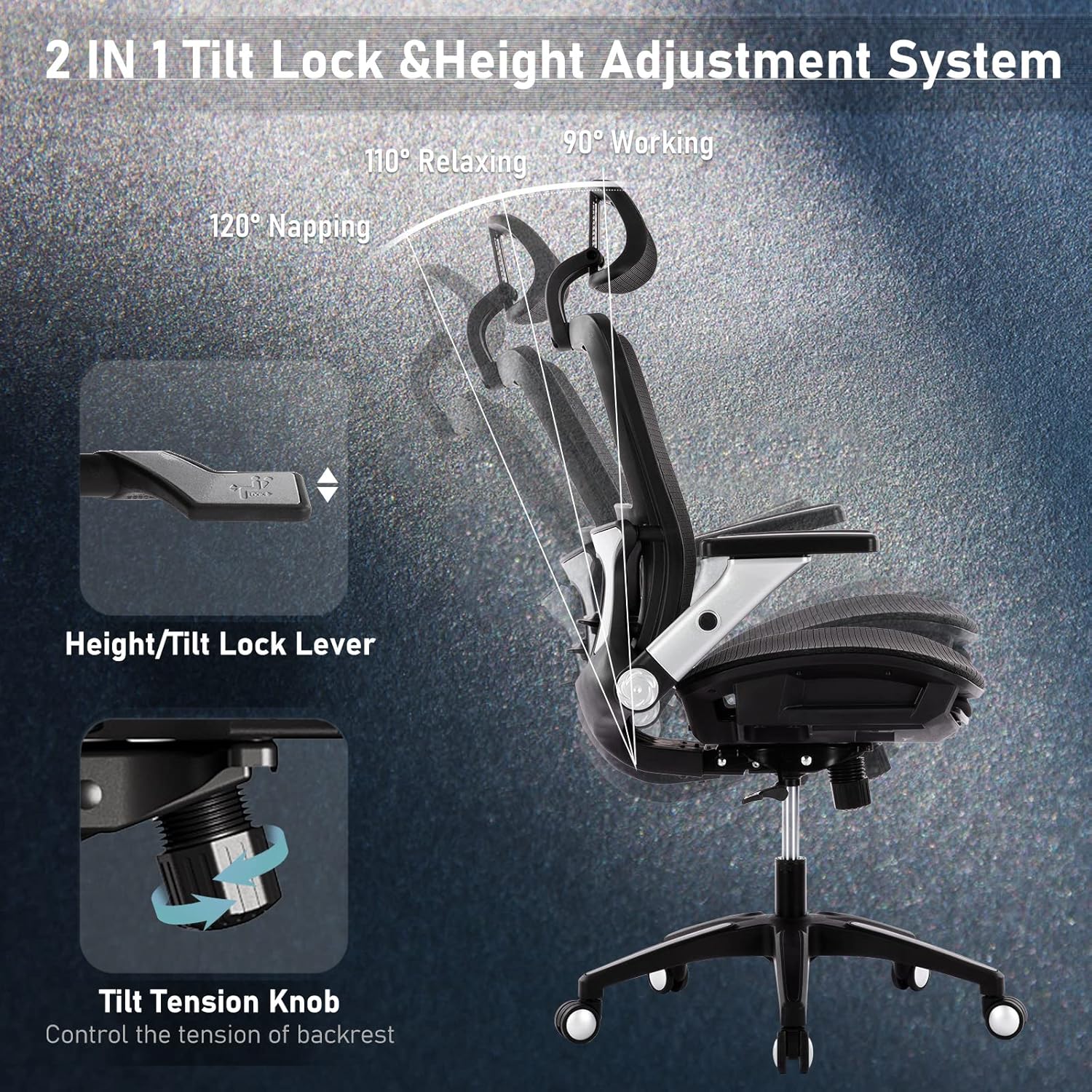 COLAMY Ergonomic Mesh Office Chair with Footrest - High Back Computer Desk Chair 7