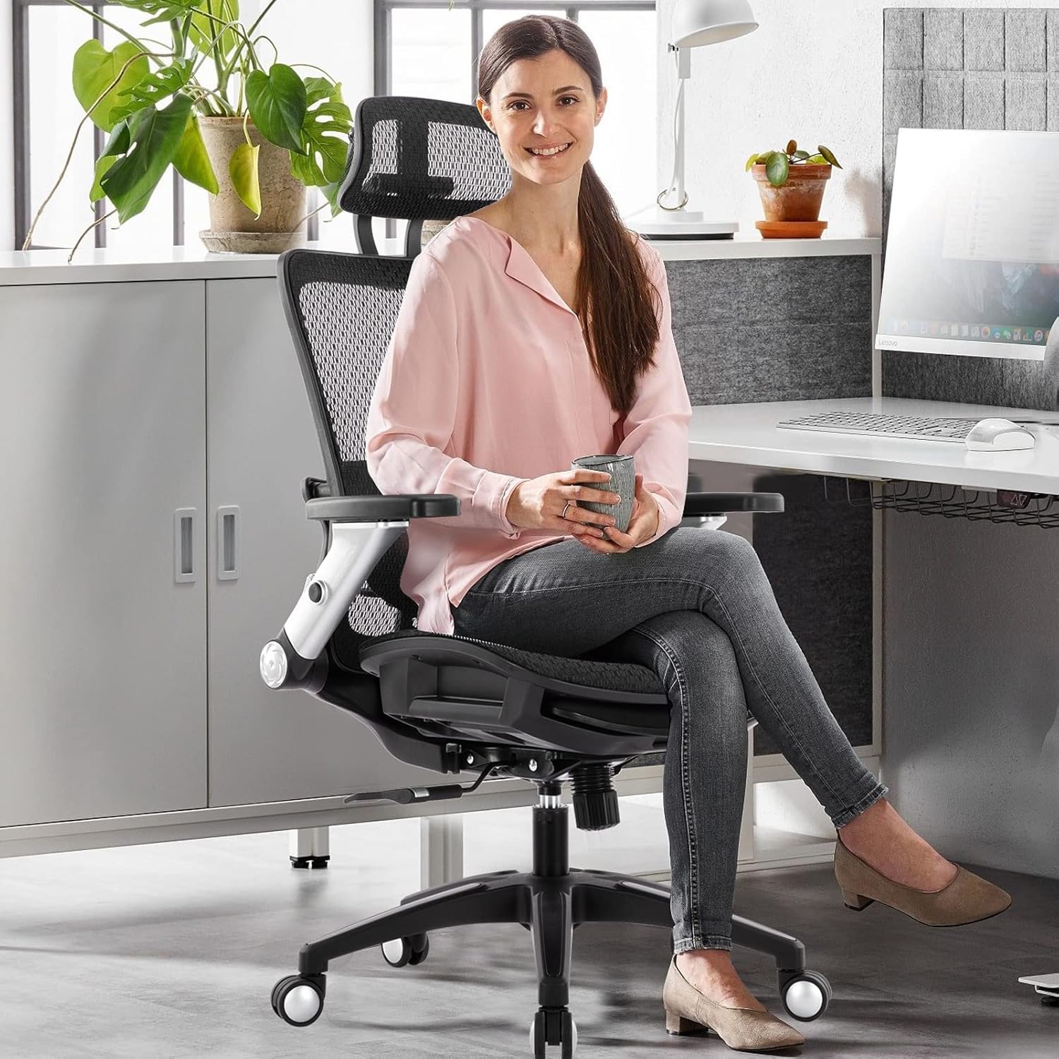 COLAMY Ergonomic Mesh Office Chair with Footrest - High Back Computer Desk Chair 2