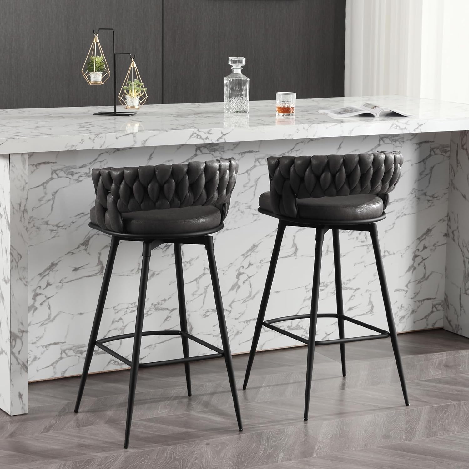Set of 2 Counter Height Bar Stools with Swivel 5