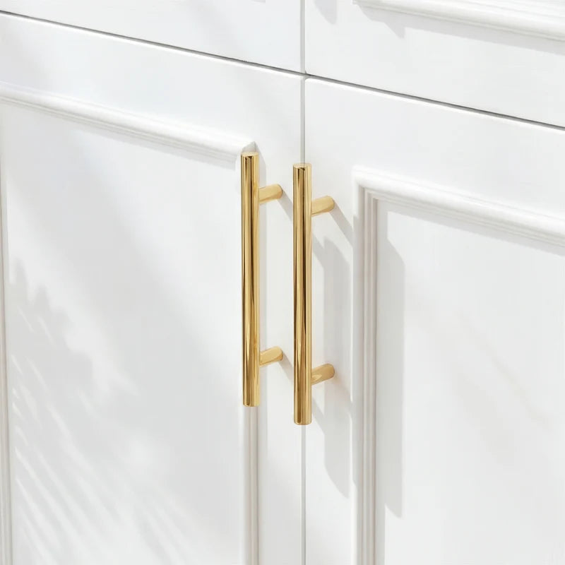 White Wood 4-Door Armoire with Hanging Rod & 2 Spacious Storage Shelves for Bedroom