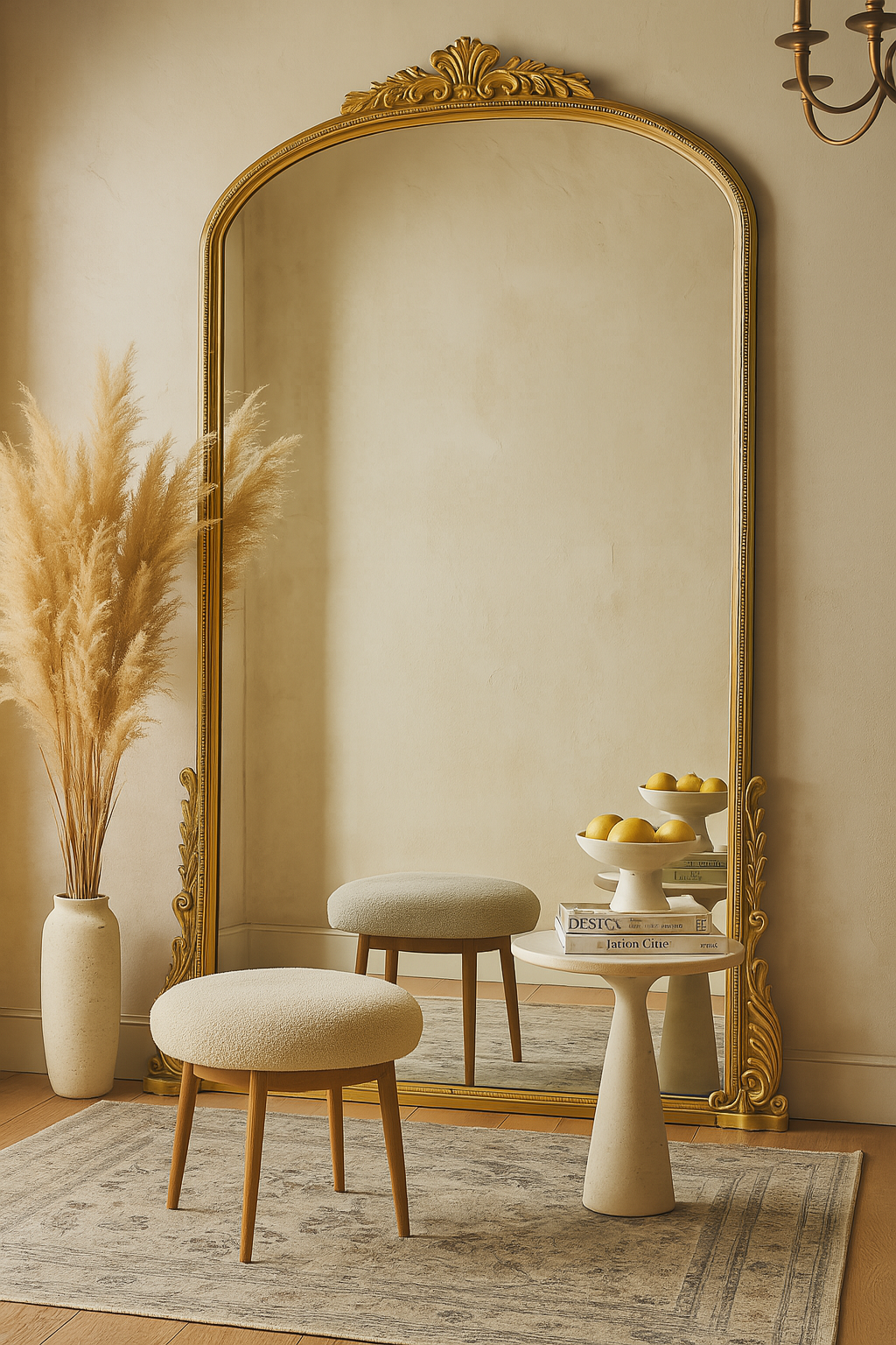 French Vintage Style Arch Floor Mirror