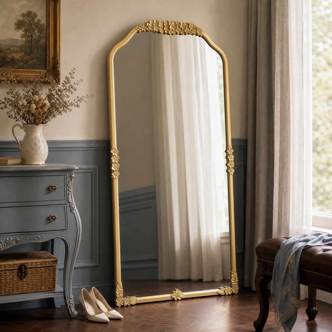 Vintage Plum Bossom Floor Mirror