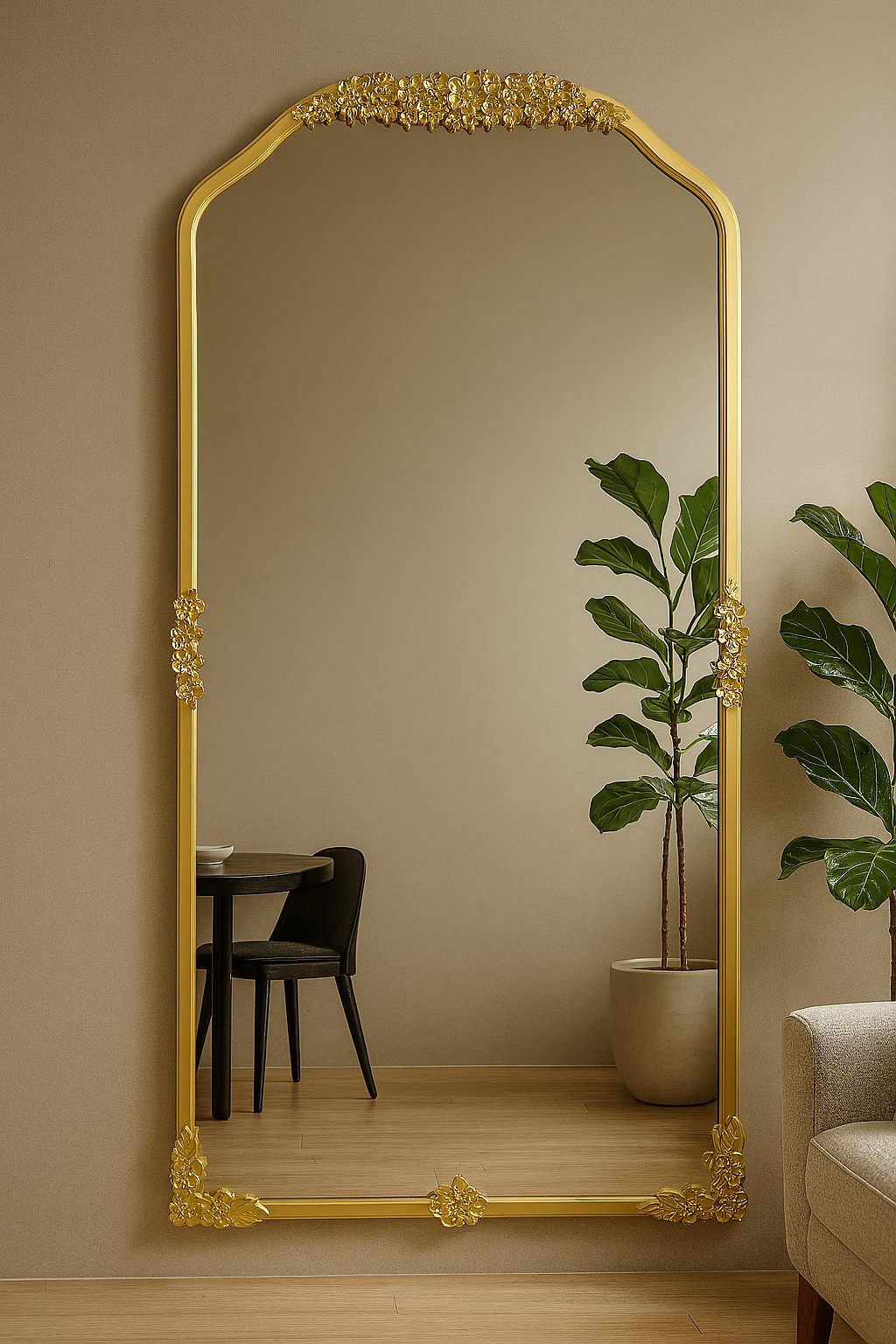 Vintage Plum Bossom Floor Mirror