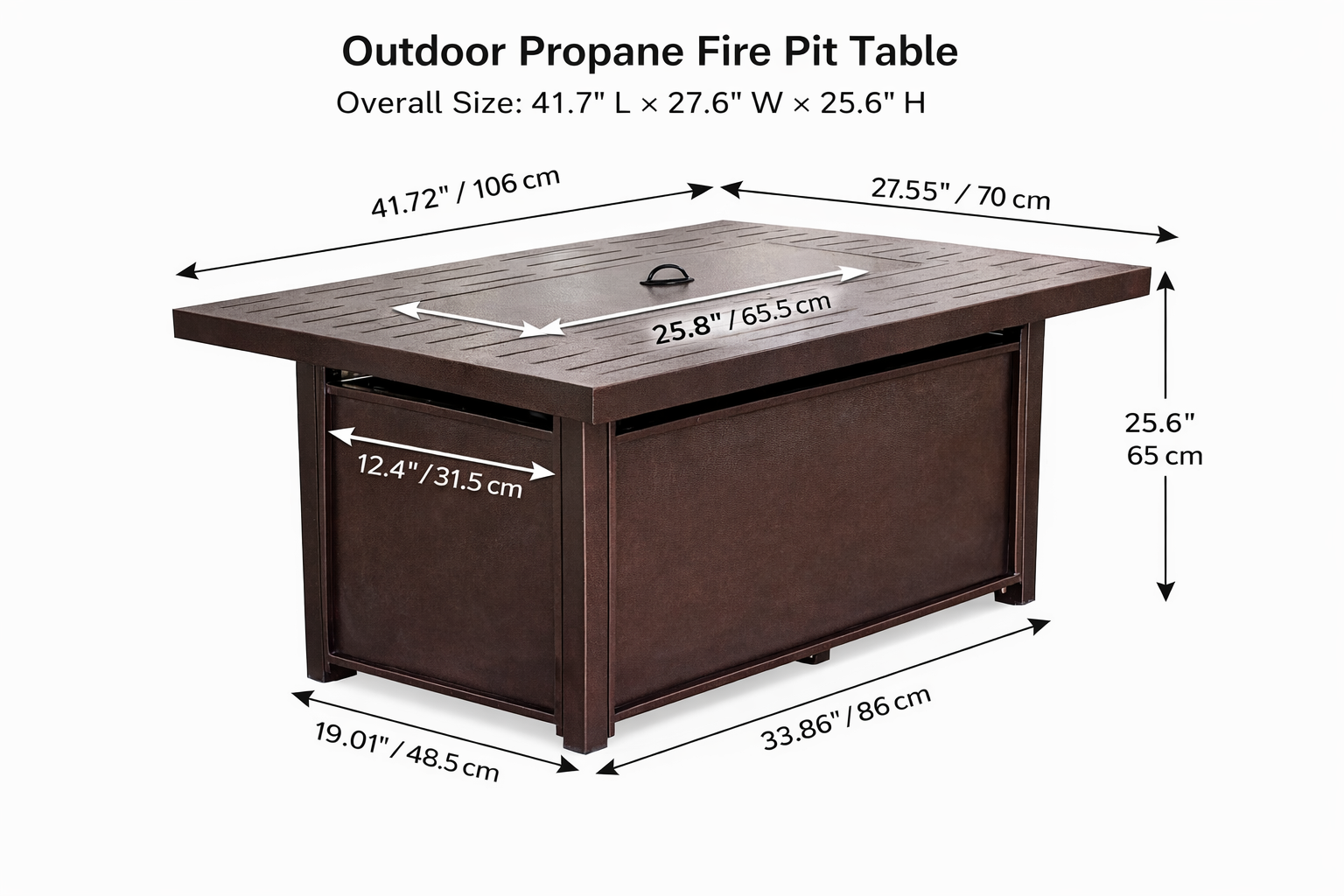 Attus  Outdoor Propane Fire Pit Table  50000BTUs