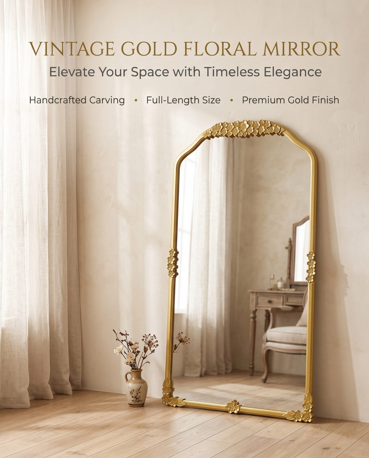 Vintage Plum Bossom Floor Mirror