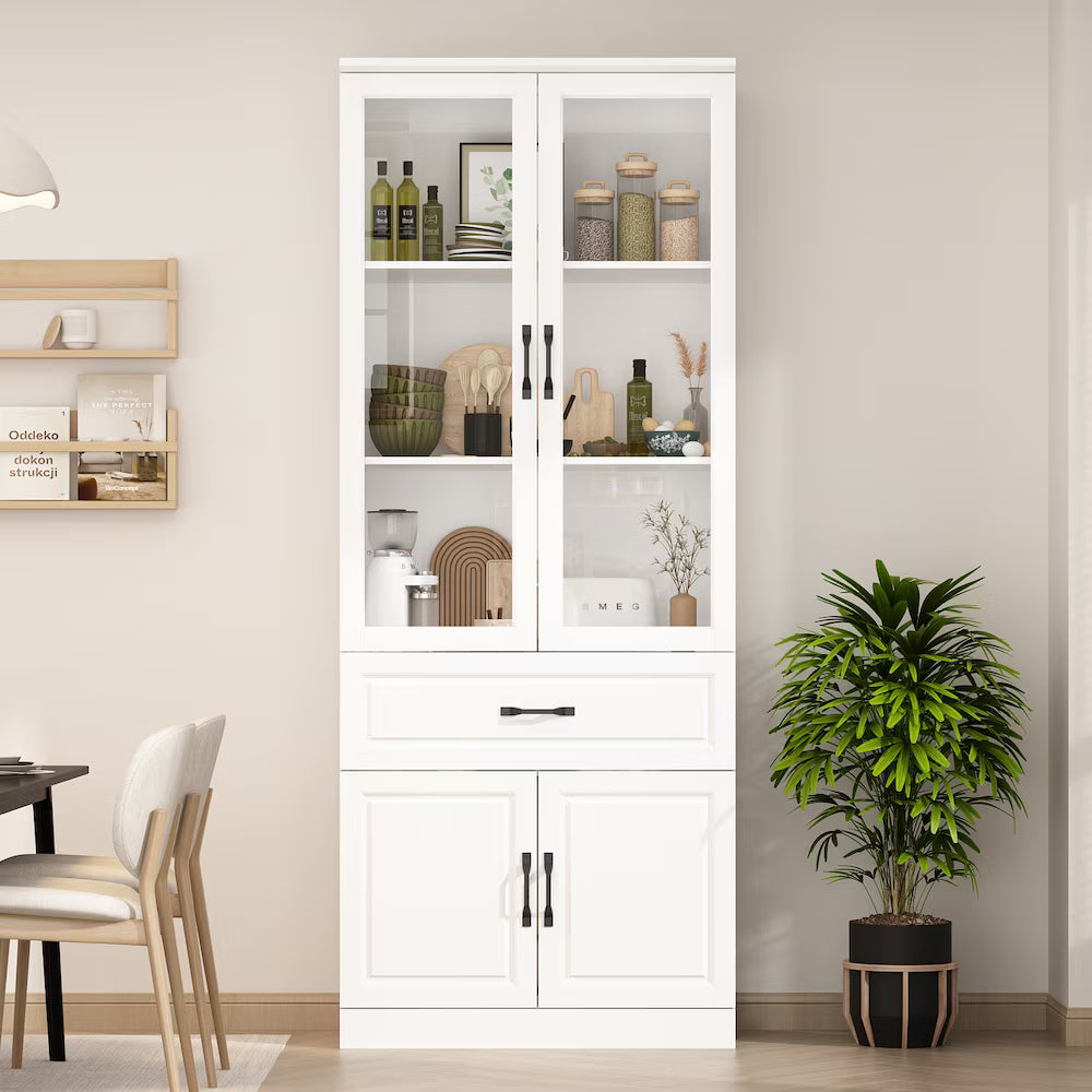 80 cm Classic White Display Cabinet Corner Shelf Storage Organizer Bookshelf in Combination