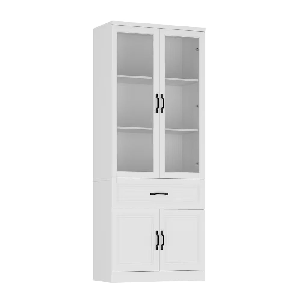 80 cm Classic White Display Cabinet Corner Shelf Storage Organizer Bookshelf in Combination