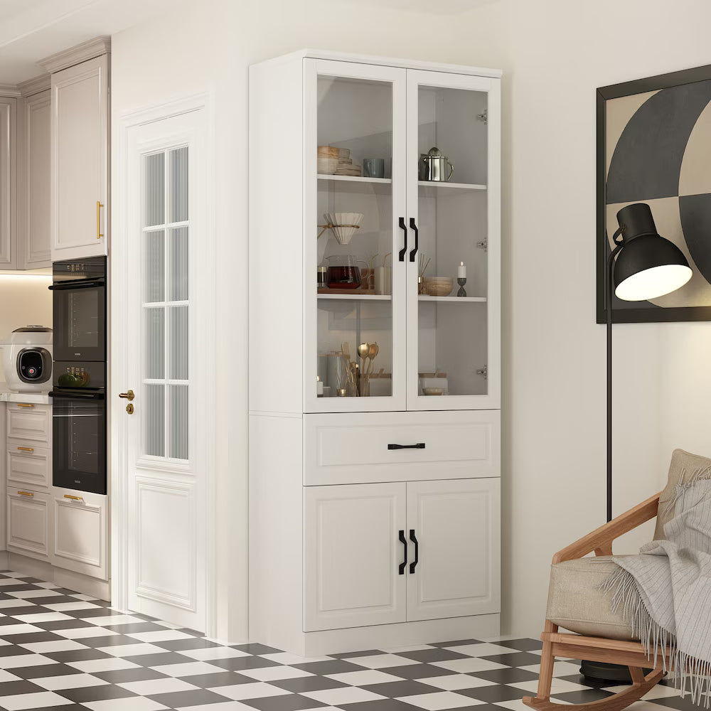 80 cm Classic White Display Cabinet Corner Shelf Storage Organizer Bookshelf in Combination